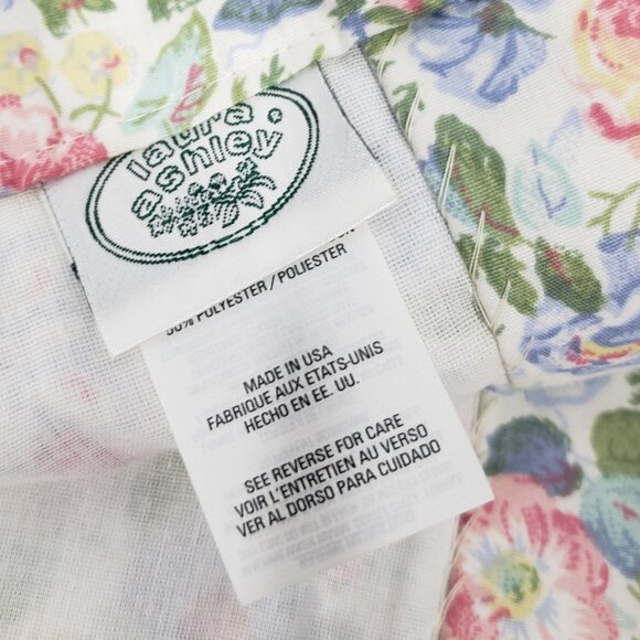 Pair of Laura Ashley Quartet Pastel Floral Curtain Panels with Tiebacks  82 X 84 - Picture 2 of 7